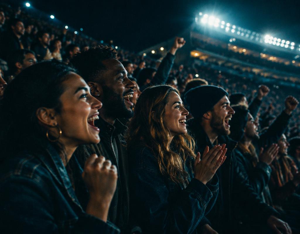 Sports fans sharing a moment